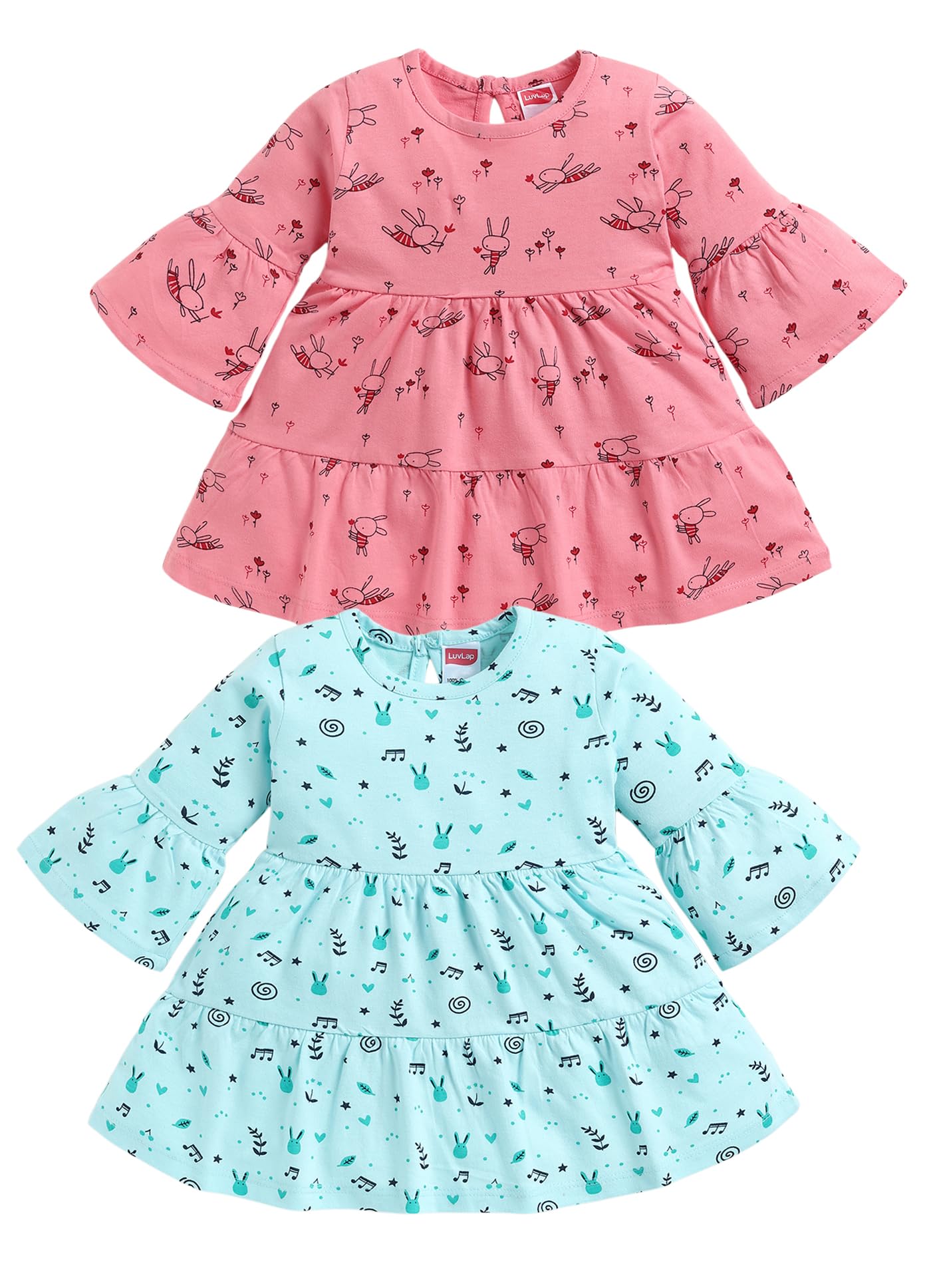 luvlap Baby Girls 100% Cotton Full Sleeve Girl Frock Pack of 2-picture-20