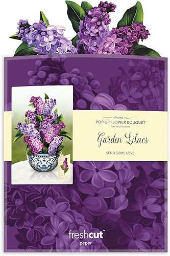 Miniatura 8 de Freshcut Paper Tarjetas desplegables, lilas de jardín, ramo de flores de tamaño real de 12 pulgadas, tarjetas de felicitación emergentes 3D, regalos
