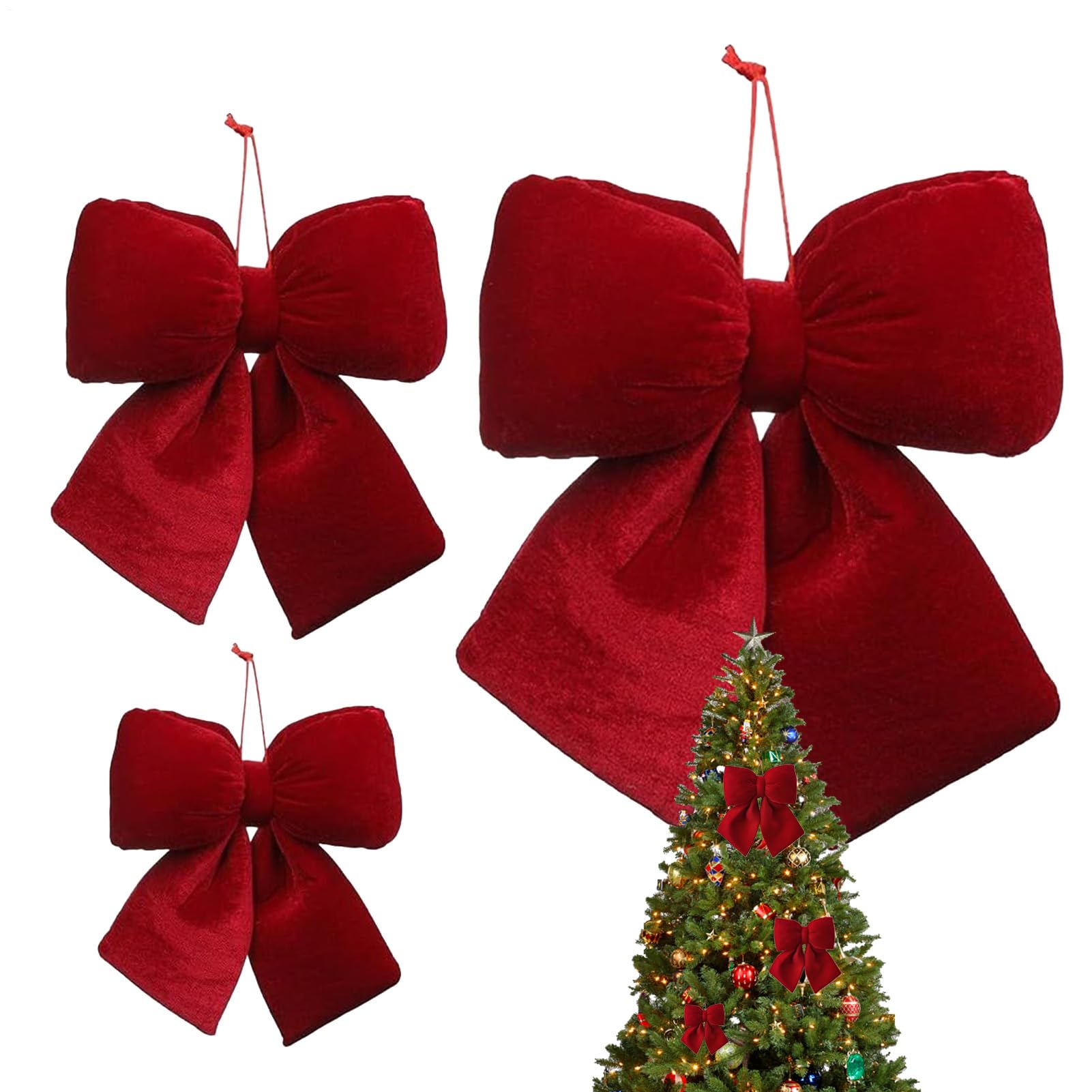 Lazos de terciopelo para árbol de Navidad que solucionan la decoración de guirnaldas sosas