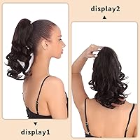 Vista 4 de Extensión de cola de caballo con clip de garra de 14 pulgadas de largo, lacio, natural, sueltas, extensiones de cola de caballo falsas, extensiones