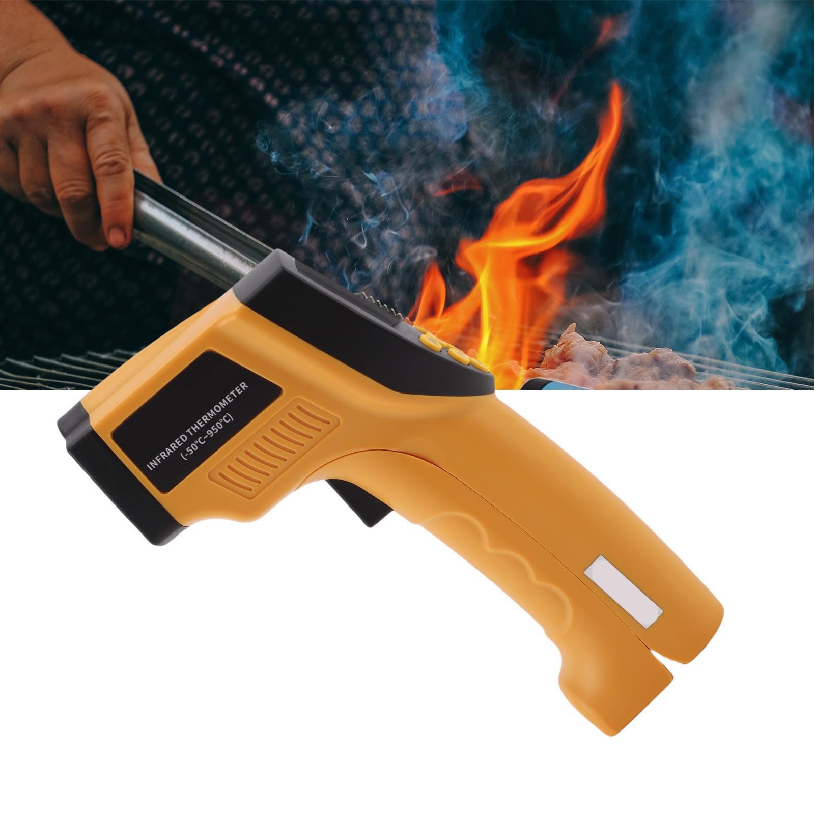 Termometr na podczerwień, Przemysłowy Pistolet Temperaturowy o Zakresie od -50 ℃ do 950 ℃, Stosunek Odległości do Punktu 12:1, Precyzyjny Termometr Bezdotykowy do zastosowań