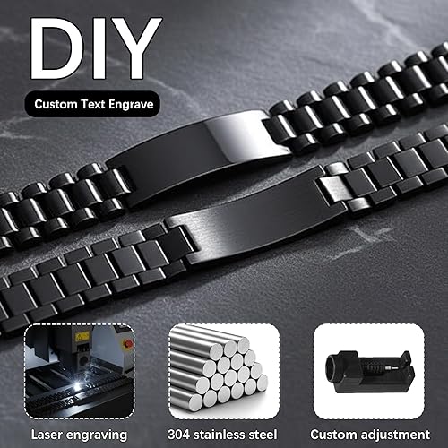 Miniatura 3 de Pulseras personalizadas de acero inoxidable para hombre, pulsera con nombre grabado, impermeable, ajustable, regalo personalizado para él, marido