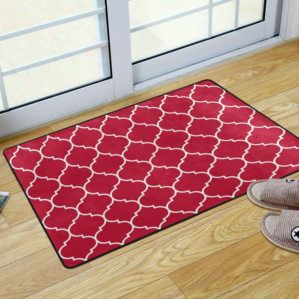 Red Moroccan Trellis Kitchen Rug Mat Non Slip Kitchen Mats
