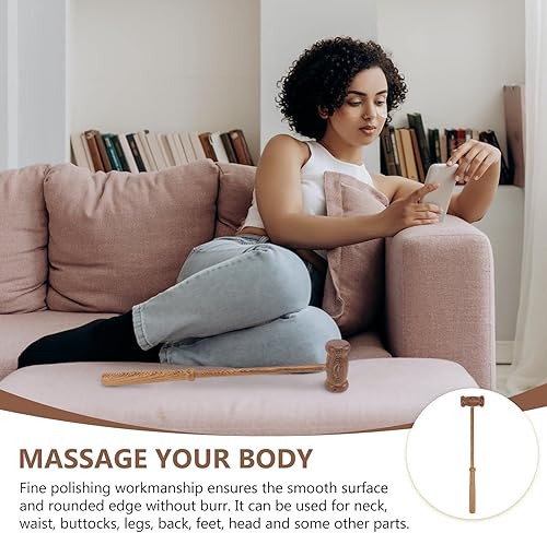 Miniatura 7 de Martillo de masaje de madera, masajeadores manuales de espalda, martillo de golpe corporal, palos de masaje multifuncionales, masajeador para