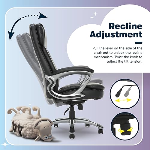 Miniatura 8 de Serta Fairbanks - Silla de oficina ejecutiva grande y alta, ergonómica, cómoda, con respaldo alto, sillas de computadora con soporte lumbar, cojín
