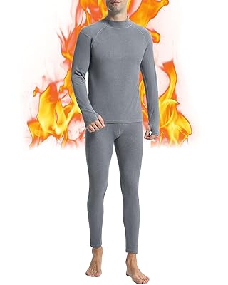 Runhit Mens Thermal Underwear Set:Fleece Lined Long Johns for Men Thermal Shirts and Pants Base Layer Cold Weather Thermals