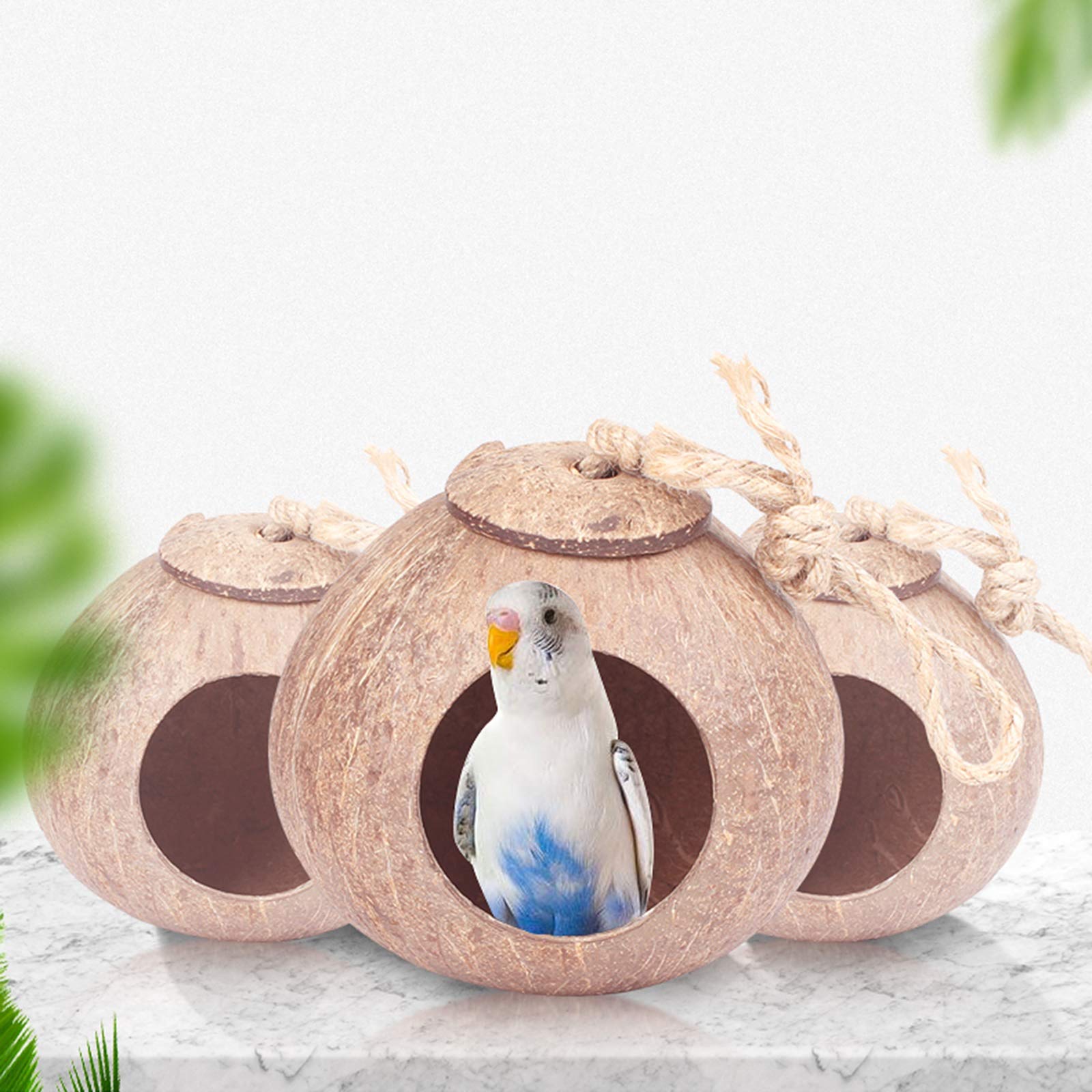 Casa para pájaros El Nido de pájaro de cáscara de Coco con Cordel es Conveniente para Colgar en el Patio del jardín, diámetro 10-12 cm, 13-14 cm, 14-16 cm (tamaño: 14-16 cm)