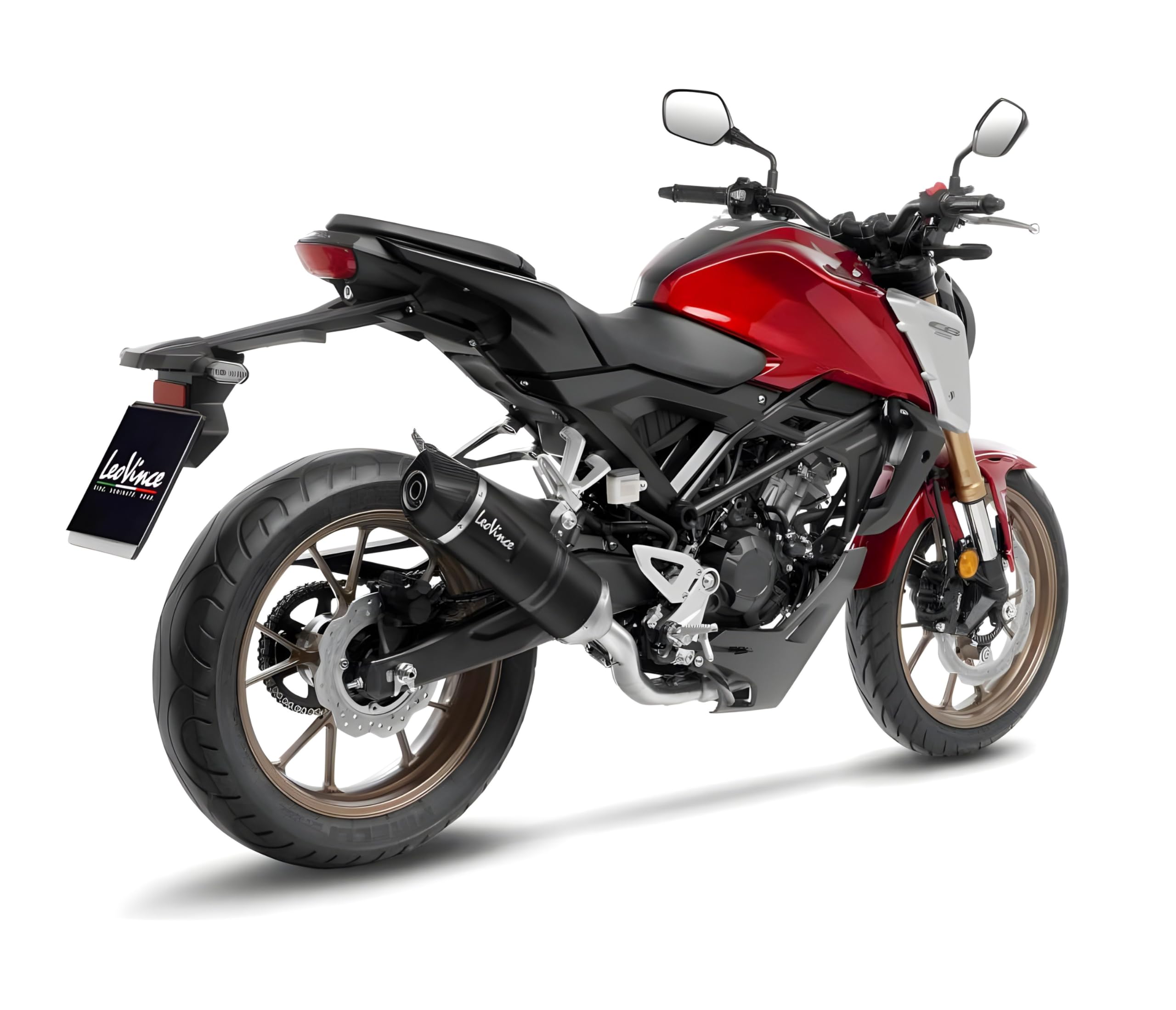 Auspuffanlage LeoVince Komplettanlage SBK LV ONE EVO Black Edition, Edelstahl schwarz, Carbon Kappe, 1/1, mit Katalysator, mit Zulassung für Honda CB 125 R Bj. 2021-2022