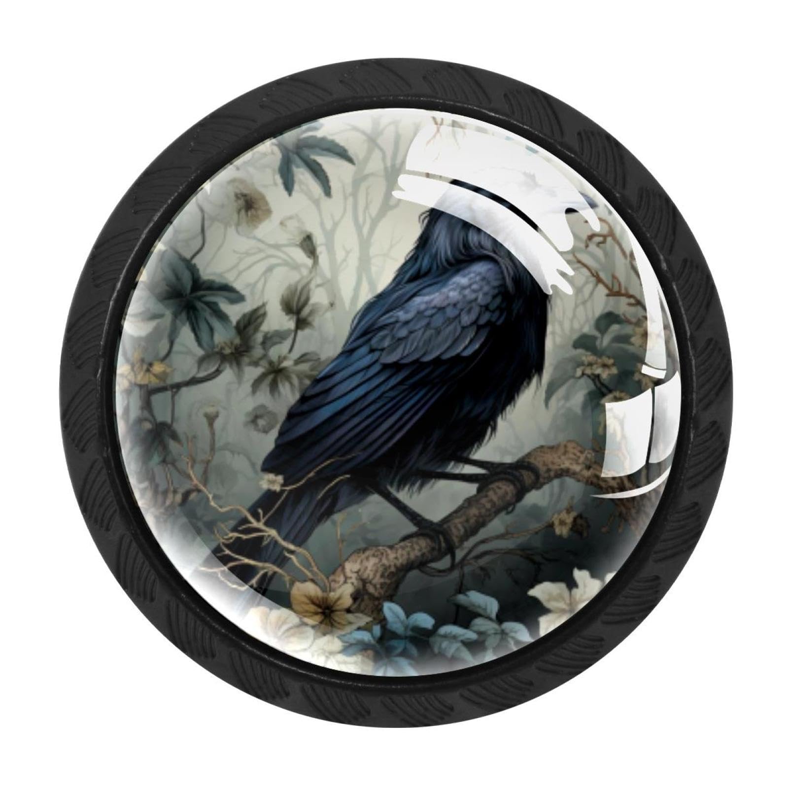 Chenzzzz Multicolored 05 4 Pack Crow Dresser Drawer Cabinet Knobs Black Round Drawer Knob Pull Handle With Screws For Kitchen Wardrobe Cupboard Furniture Decor