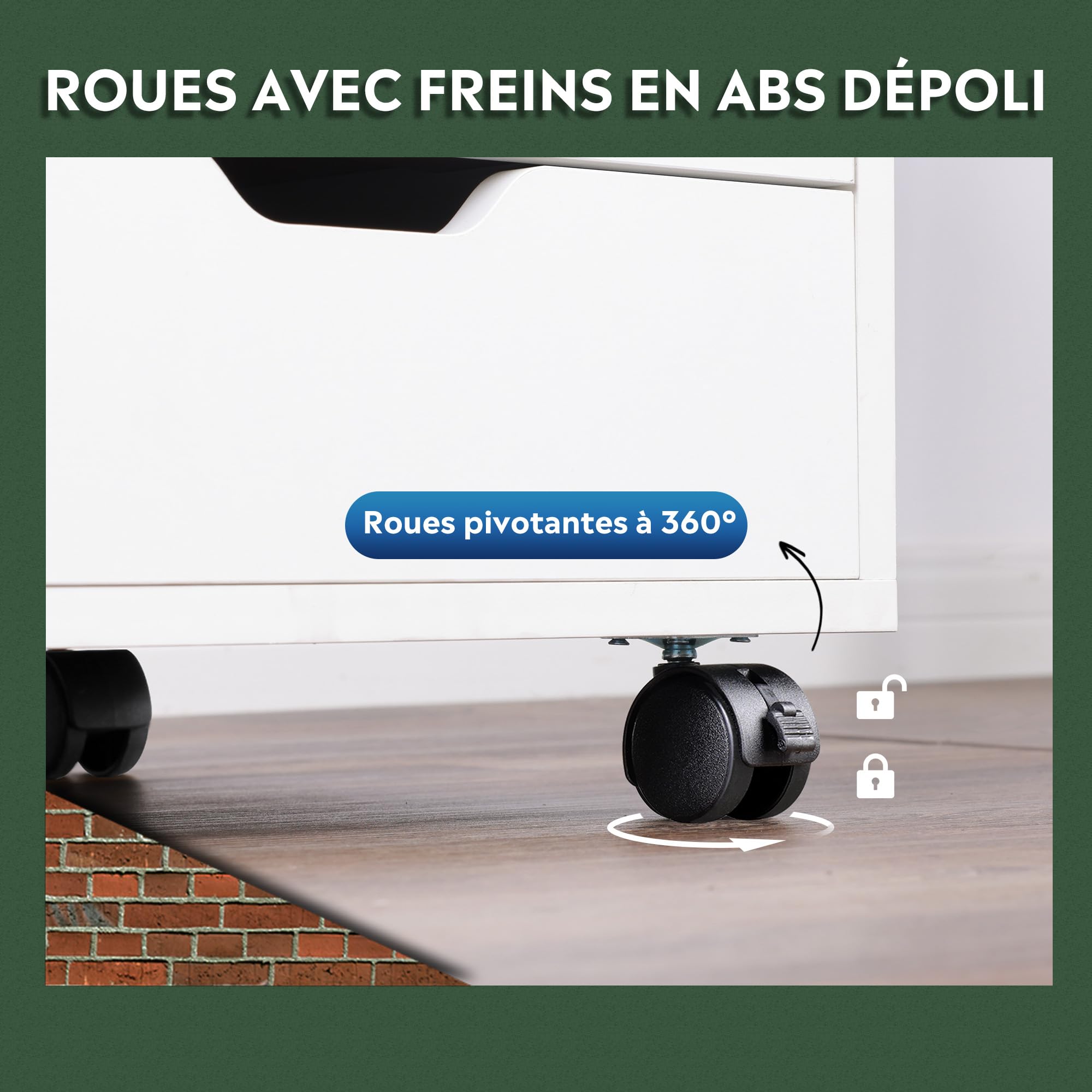 DEVAISE Caisson de Bureau 5 Tiroirs et Armoire 2 Niveaux, Meuble Sous Bureau avec Support Imprimante, Rangement pour Formats Lettre/Légal/A4 Blanc