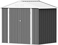 Vista 10 de Devoko Cobertizo metálico de almacenamiento para exteriores, 8 x 10 pies, espacio de almacenamiento al aire libre, cobertizo grande para Gris
