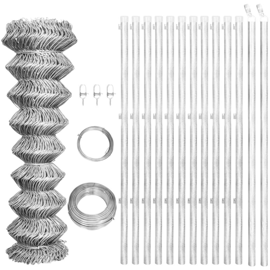 ShGaxin Valla Tela metálica y Postes acero galvanizado Plata 25x1,25 m, Alambradas para Fincas, Malla Metalica, Alambre De Espino, Valla Metalica, Malla Ganadera, Malla Cinegética