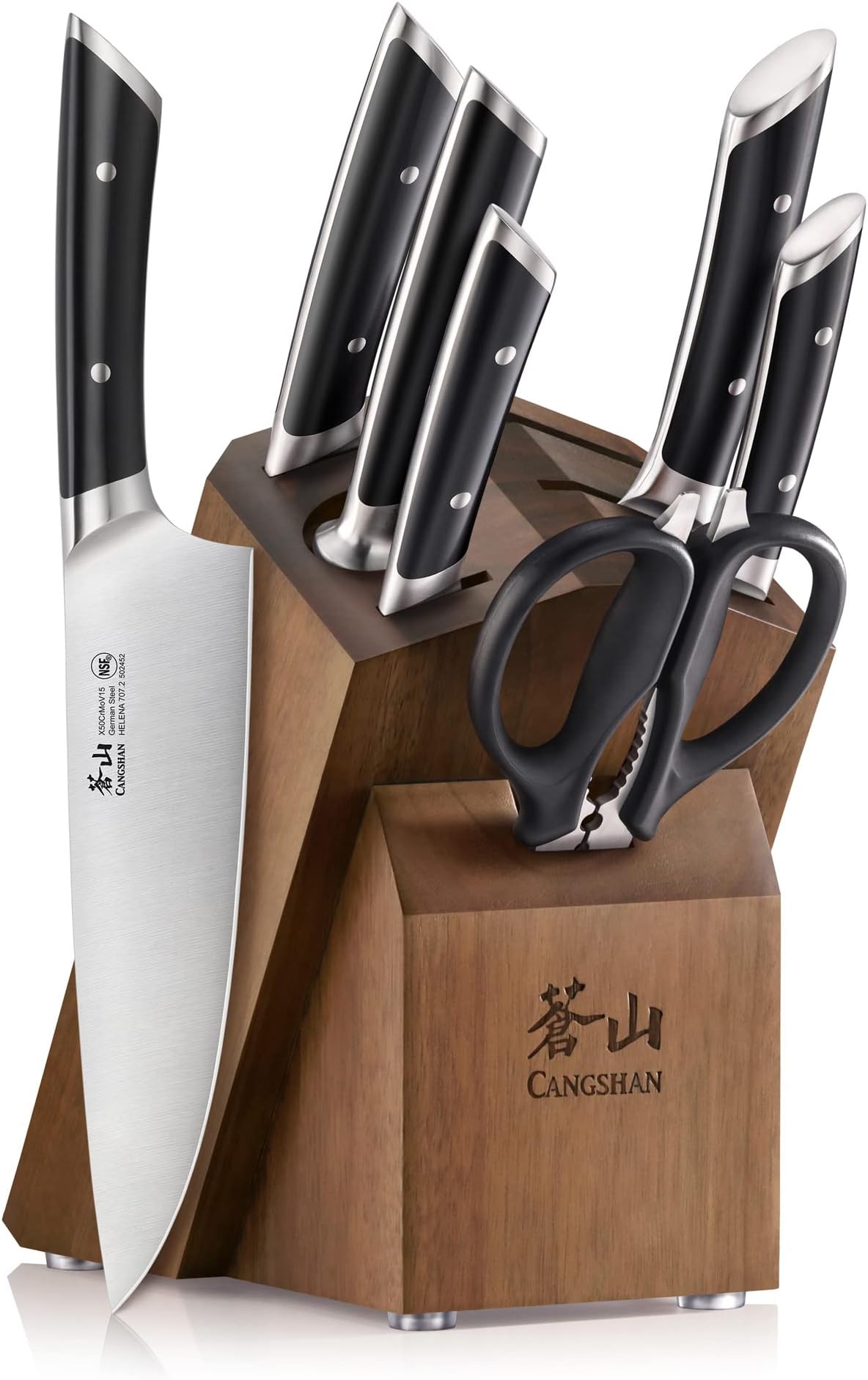 - Cangshan HELENA Series German Steel Forged Knife Block Set (8-Piece, Black)