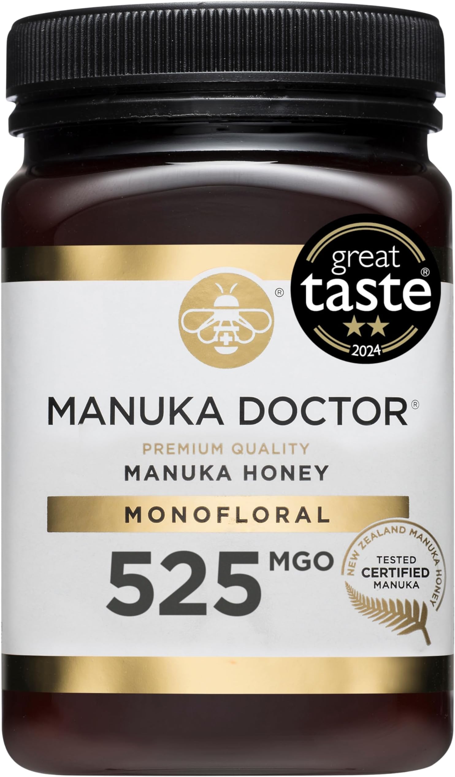 MANUKA DOCTOR | MGO 525+ Manuka Honey Monofloral | 500g | 100% Pure New Zealand Honey | Certified RAW | Non-GMO | Independently Lab Tested | Hive to Home Traceable