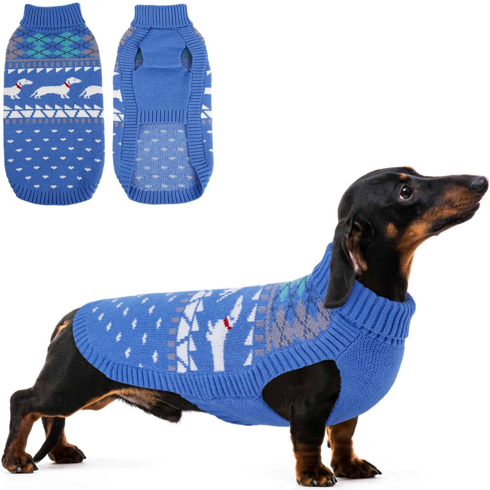 Lelepet Dog Jumper for Dachshund, Turtleneck Pullover for Large Dogs