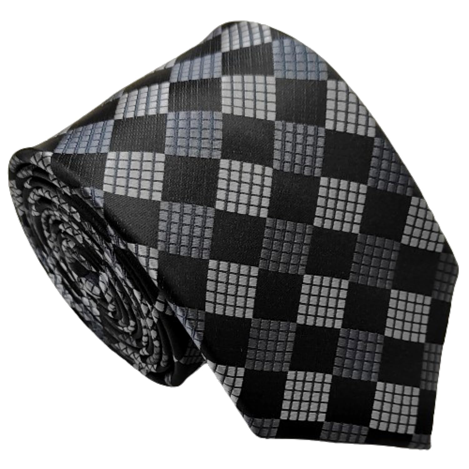 France mens Grey Black color necktie ultra formal wear microfiber fabric free size-image-16
