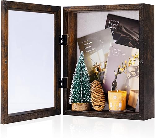 Miniatura 1 de Muzilife Marco de fotos Shadow Box de 8 x 10 pulgadas  2.16 pulgadas de profundidad de madera y vidrio, caja de memoria rectangular lista para