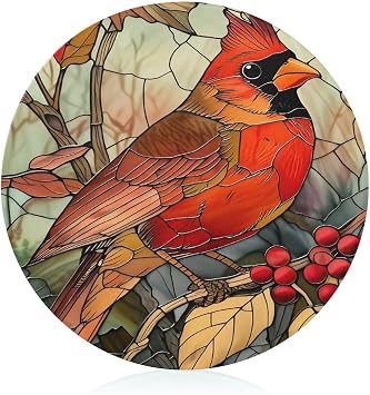CASOWAT Cardinal Printing Cutting Board, Fun Circular Chopping Block 8 Inch, for Meat, Vegetables, Charcuterie, Cheese, Serving, Or Meal Prep