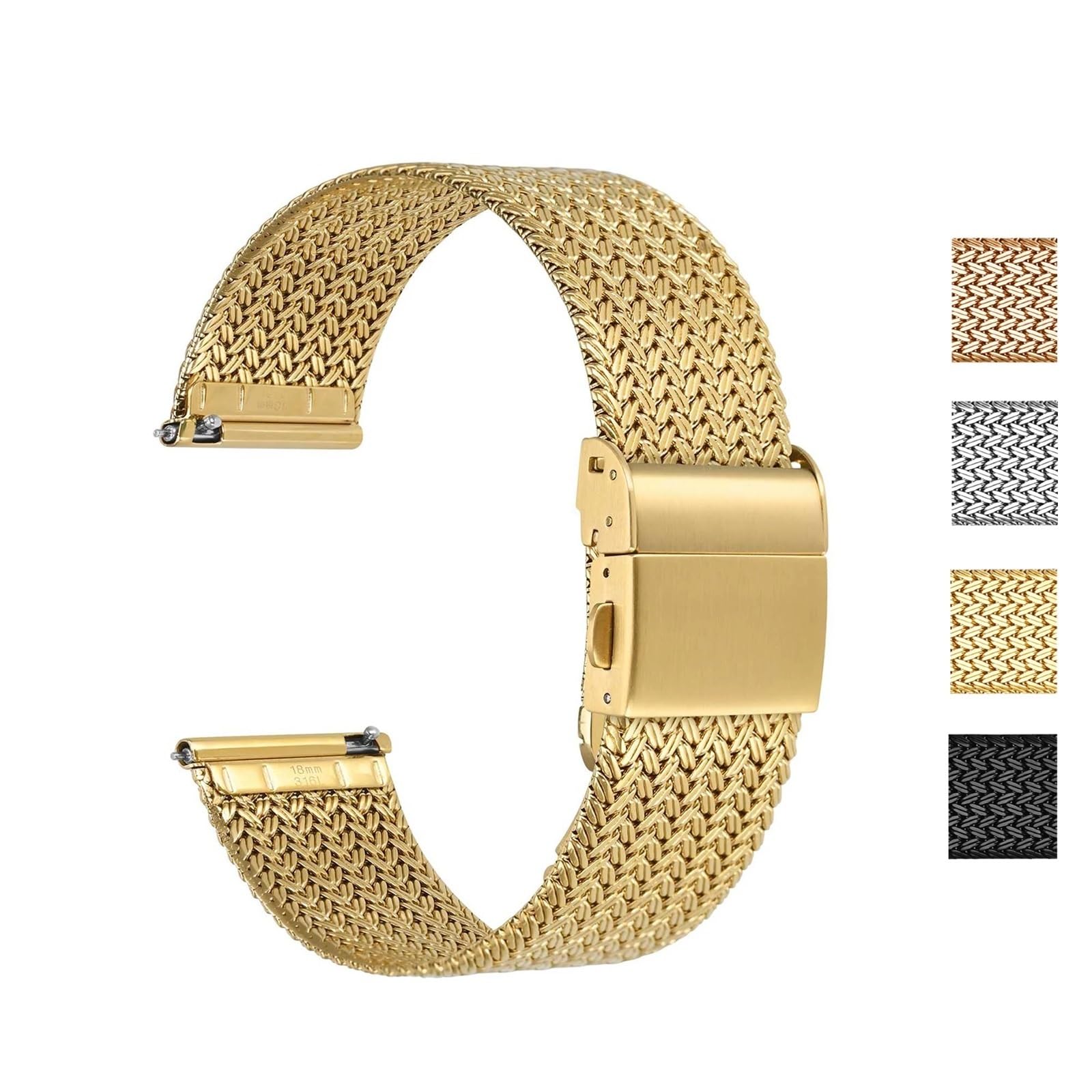Cinturini for orologi in metallo Acciaio inossidabile 316L 14mm 16mm 18mm 20mm 22mm Cinturini a sgancio rapido in maglia intrecciata for uomo e donna