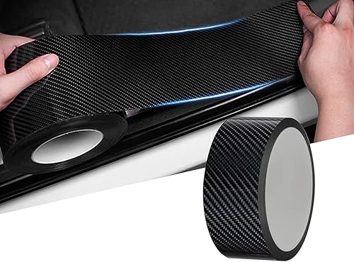 Adhesivo de fibra de carbono 5D para placa de umbral de puerta de automóvil antiarañazos, tiras protectoras antiarañazos, adhesivo para la puerta