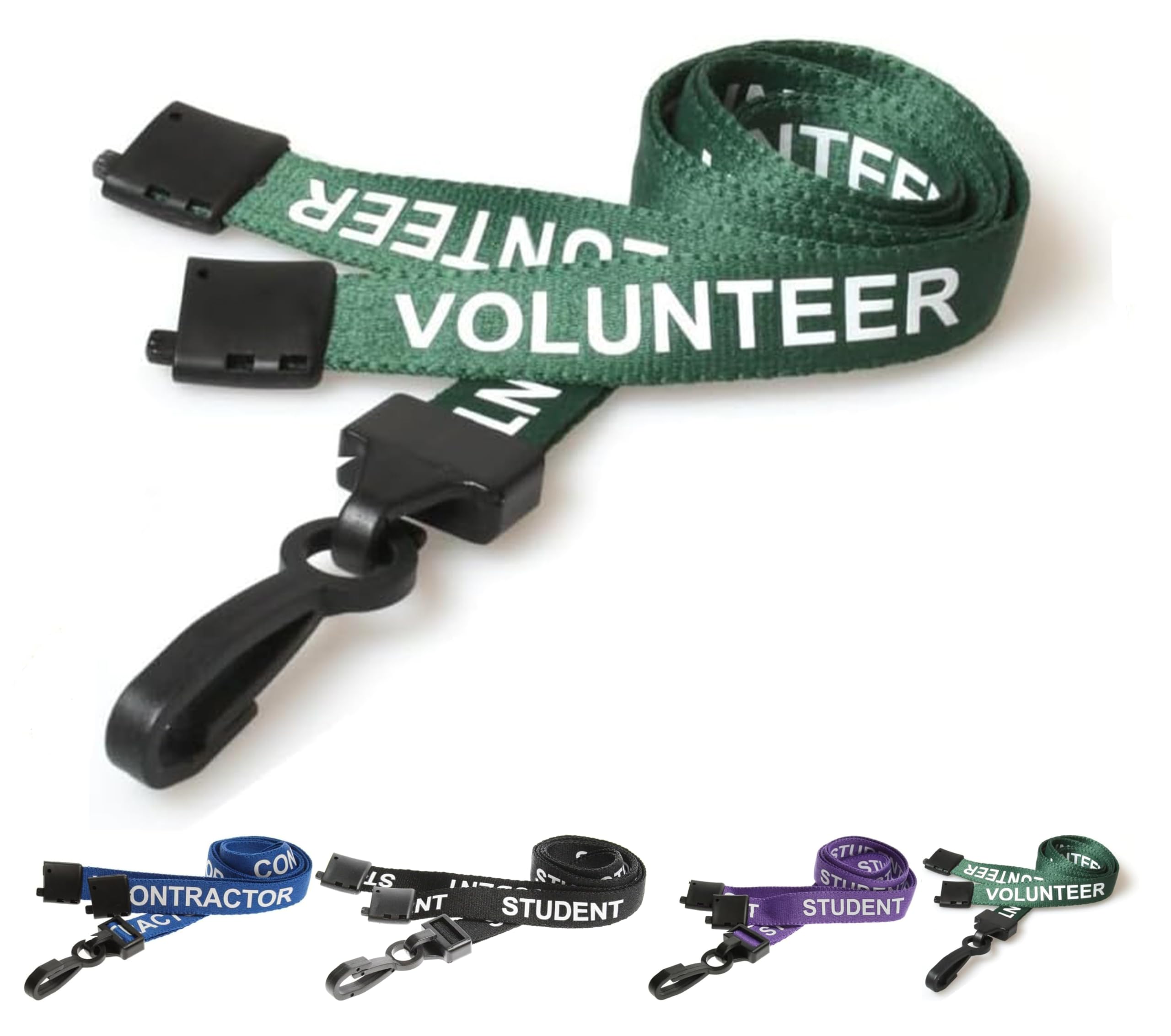 PCL Media ltd Green Volunteer Lanyard with Safety Breakaway – Soft Neck Strap Lanyard From Ideal for Schools, Events, Charities, Care Homes, Festivals, Staff & Visitors