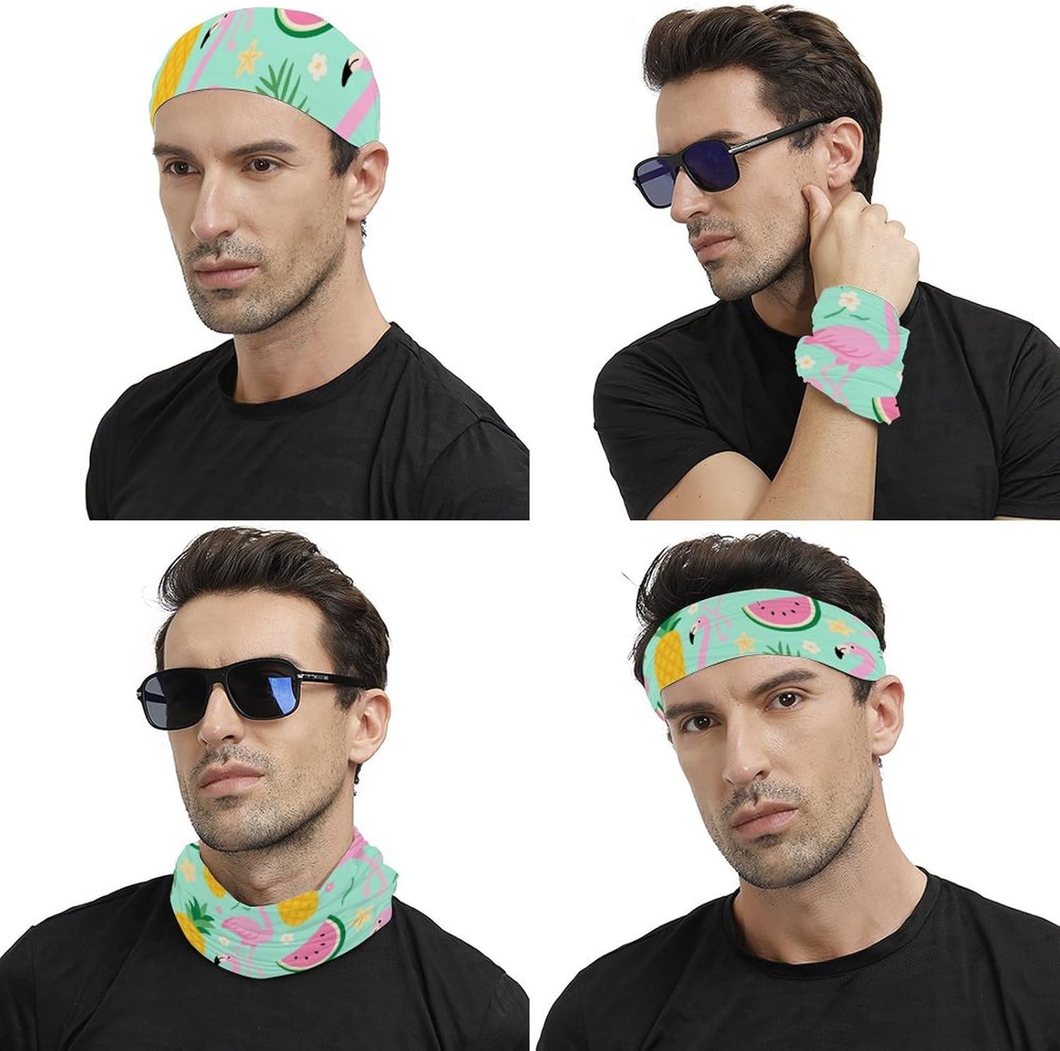 Pineapple Watermelon Flamingo Face Cover Neck Gaiter Bandana Face Mask Sun Cooling Scarf Cover Head Warm Head Wrap Winter Neck Gaiter Face Covers Balaclava Headband Face Scarf Adult