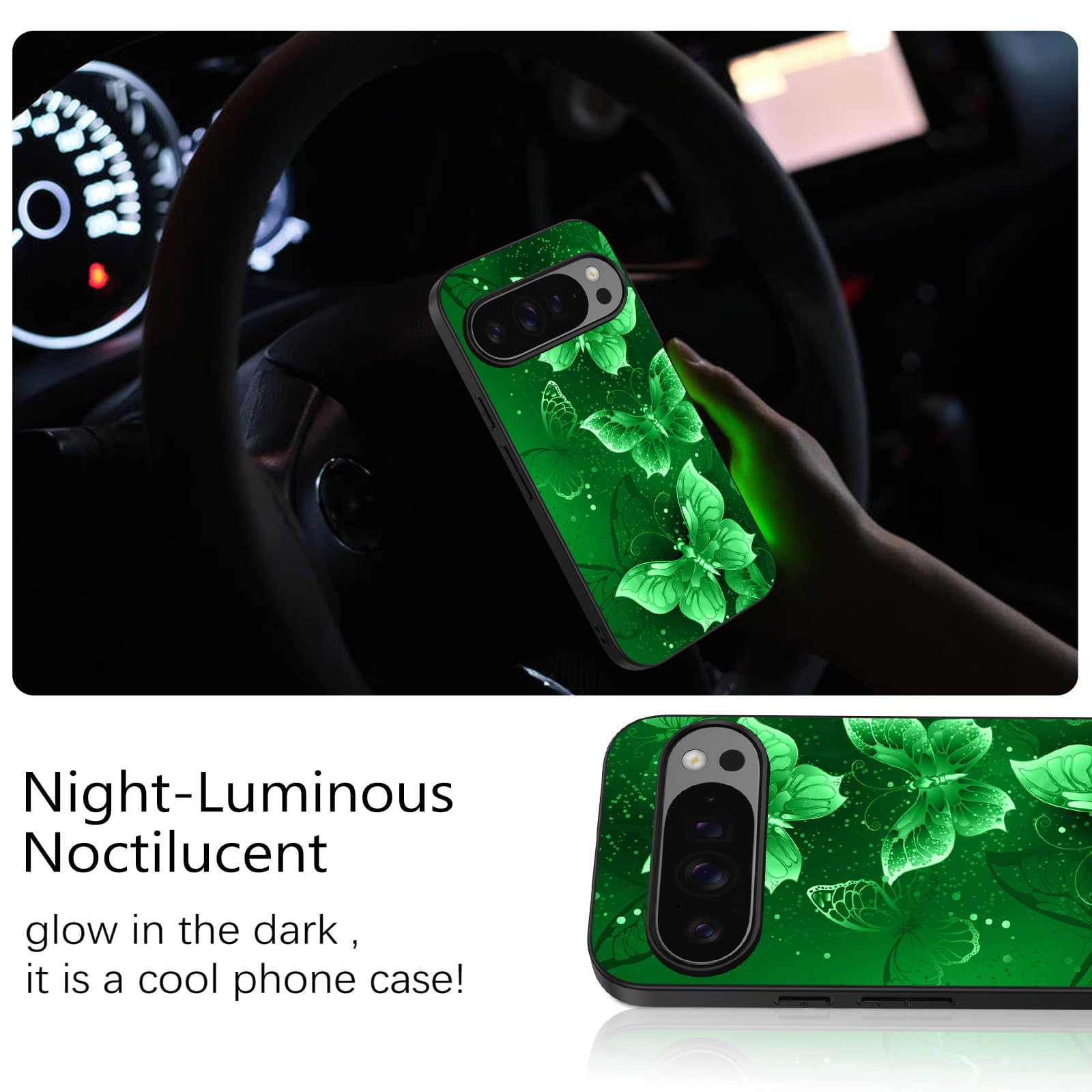 BENTOBEN IPhone 14 Pro Case, Cute Butterfly Pattern Magnetic Case Compatible With MagSafe Translucent Matte Thin Cover For Women Girls 6.1 Inch Black - View #2