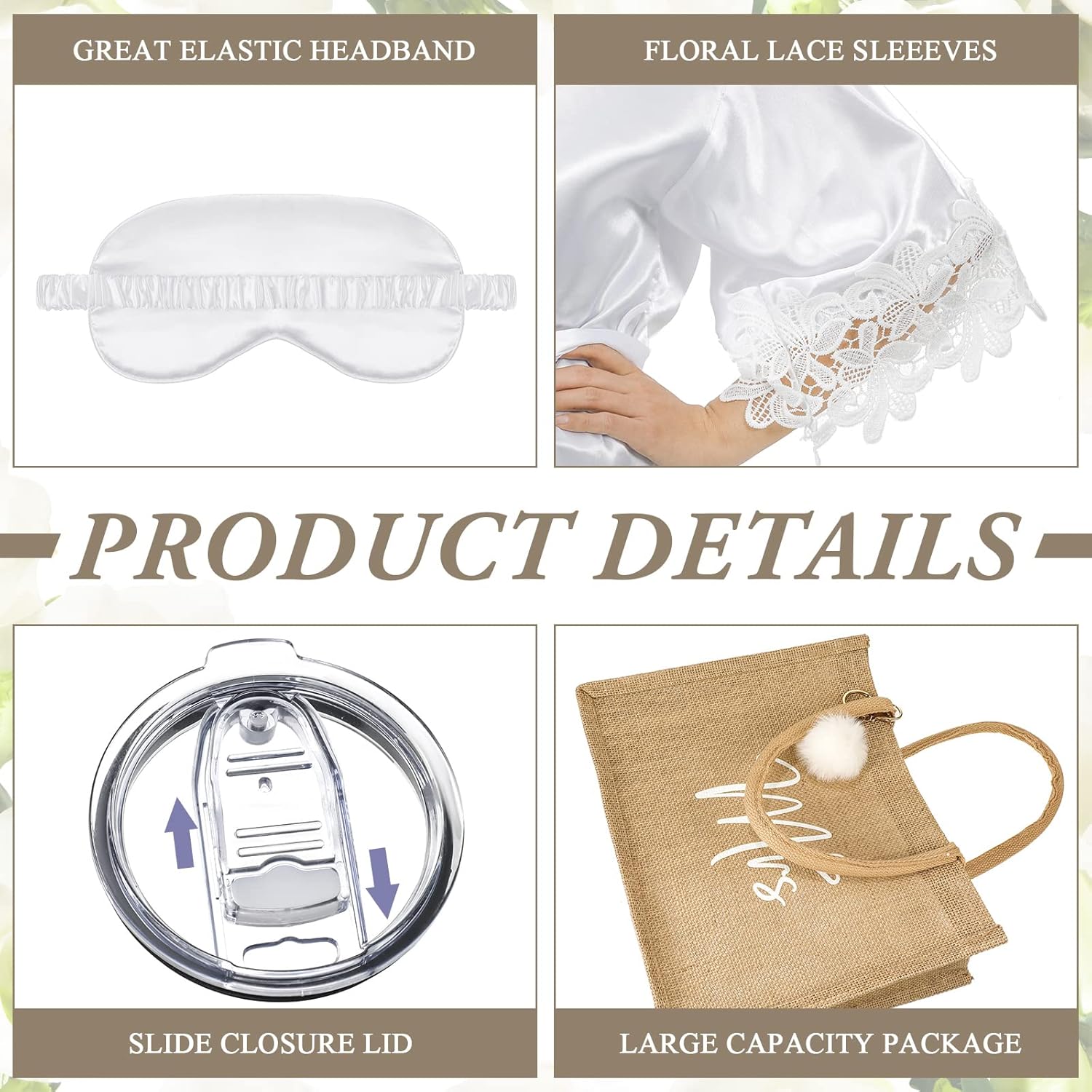 Handepo 5 Pcs Bride Robes for Wedding Day Set Bride to Be Gifts Bridal Shower Gifts Bridesmaid Robe with Slippers Tumbler