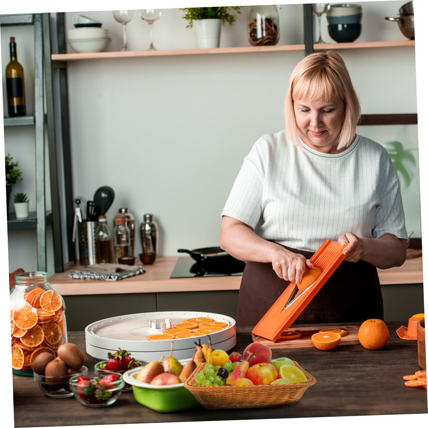 BRIGHTFUFU 1pc Storage Basket Dessert Basket Tabletop Decor Square Rattan Basket Kitchen Basket Round Tray Wicker Storage Bin Basket Woven Rectangular Basket Snack Tray Woven Basket Pp Brown