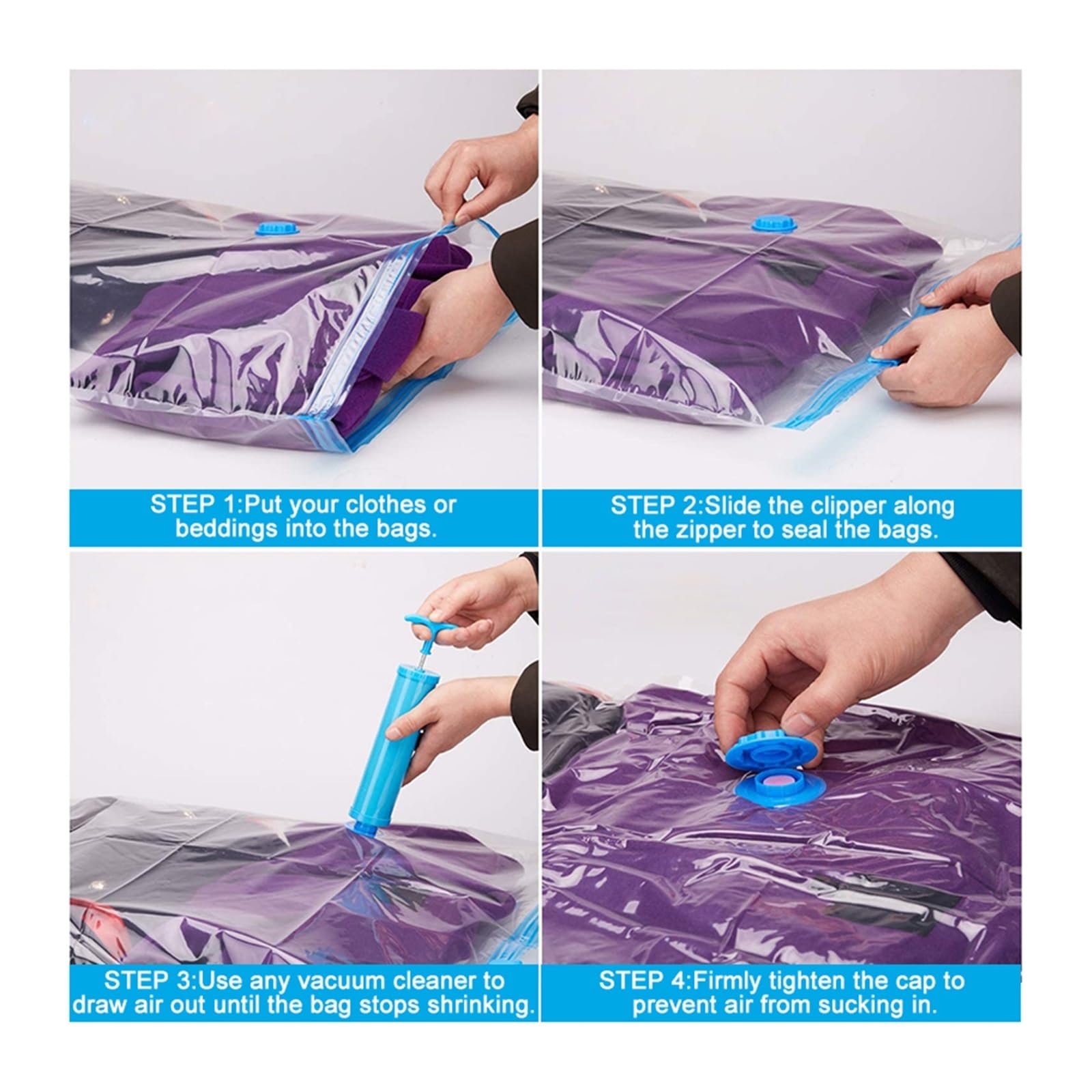 5 bolsas de almacenamiento al vacío con cierre hermético que ahorran espacio for edredones, ropa, almohadas, cama y mantas(5pcs 40x60cm)