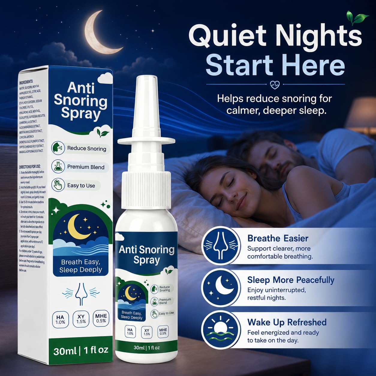 Anti Snoring Spray, Nighttime Snoring Solution for Nasal Use, 30ml — Amazon image 2