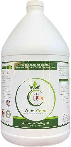Earthworm Casting Tea - Té orgánico de gusano - galón - Concentrado acondicionador de suelo - Enzimas vivas, nutre las plantas y aumenta el