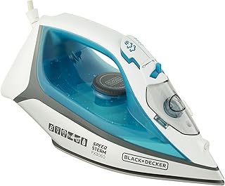 Black Decker Ferro de Passar Roupa, com Vaporizador, Base Antiaderente, Azul e Branco, Modelo FX3060, 110V