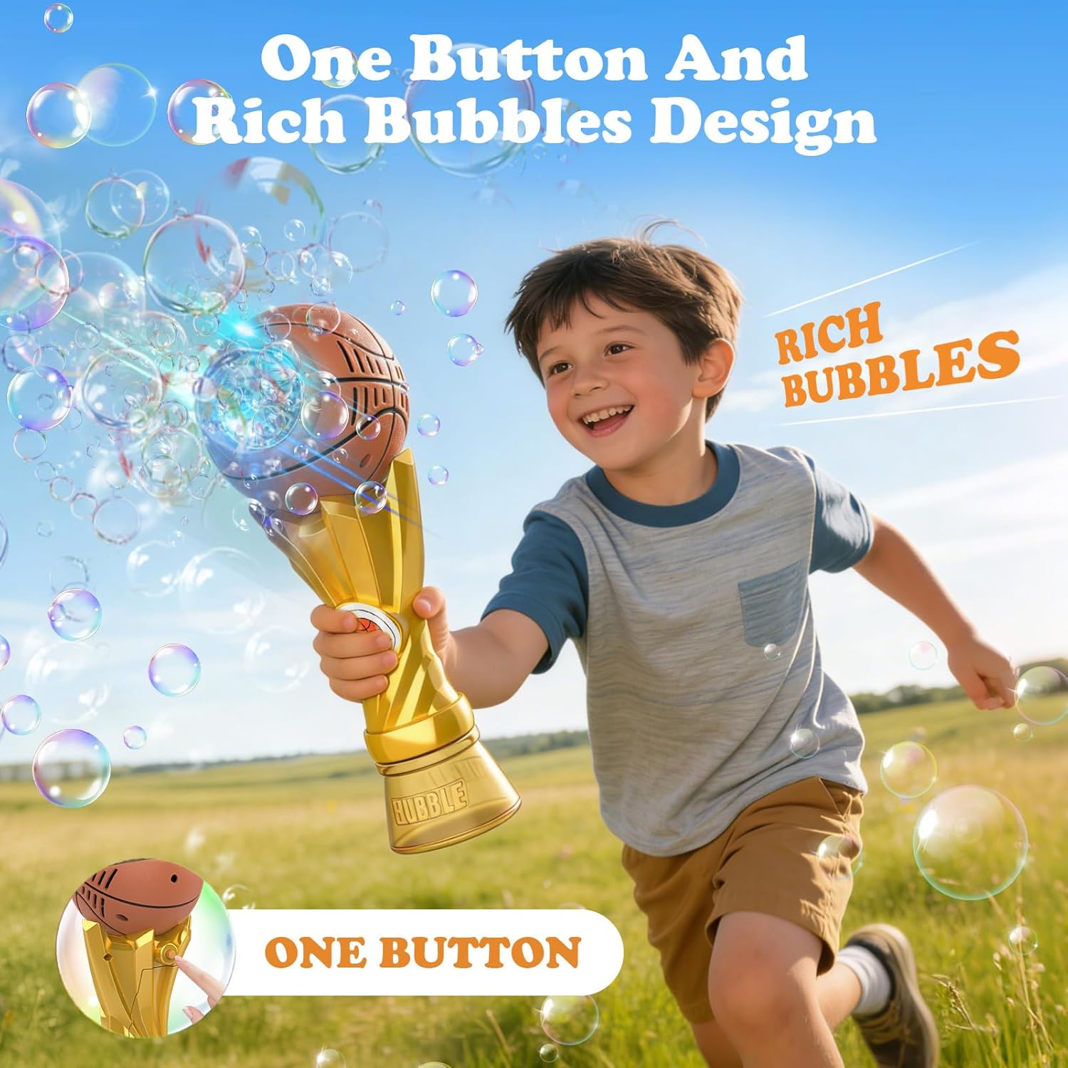 Basketball Trophy Bubble Wand,Basketball World Cup Bubble Machine for Kids,Light Up Bubble Maker,Bubble Blower,Outdoor Party Birthday Bubbles Toy for Toddlers,Gifts for Boys Age 3-8 Years Old.