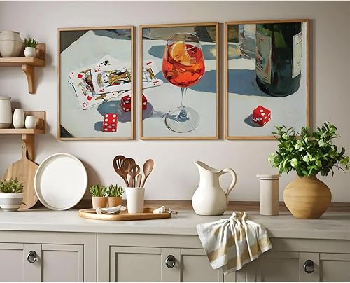 Miniatura 4 de Arte de pared de carrito de bar de moda, arte retro de póquer con dados de póquer, decoración de pared, póster estético preppy Y2k Aperol Spritz