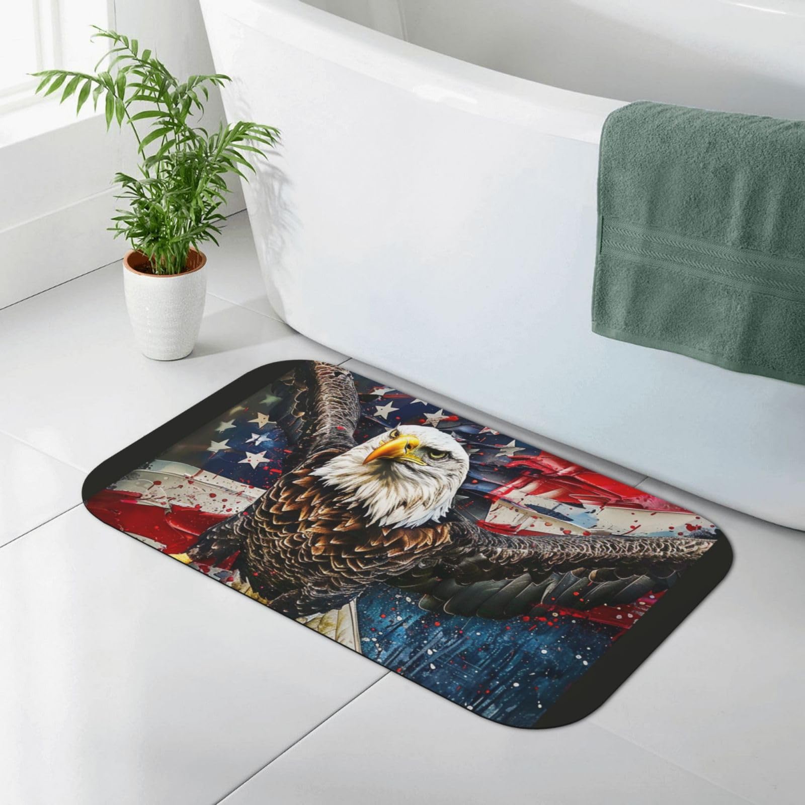 Tapis de bain diatomée ultra absorbant et antidérapant motif aigle 80x50 cm
