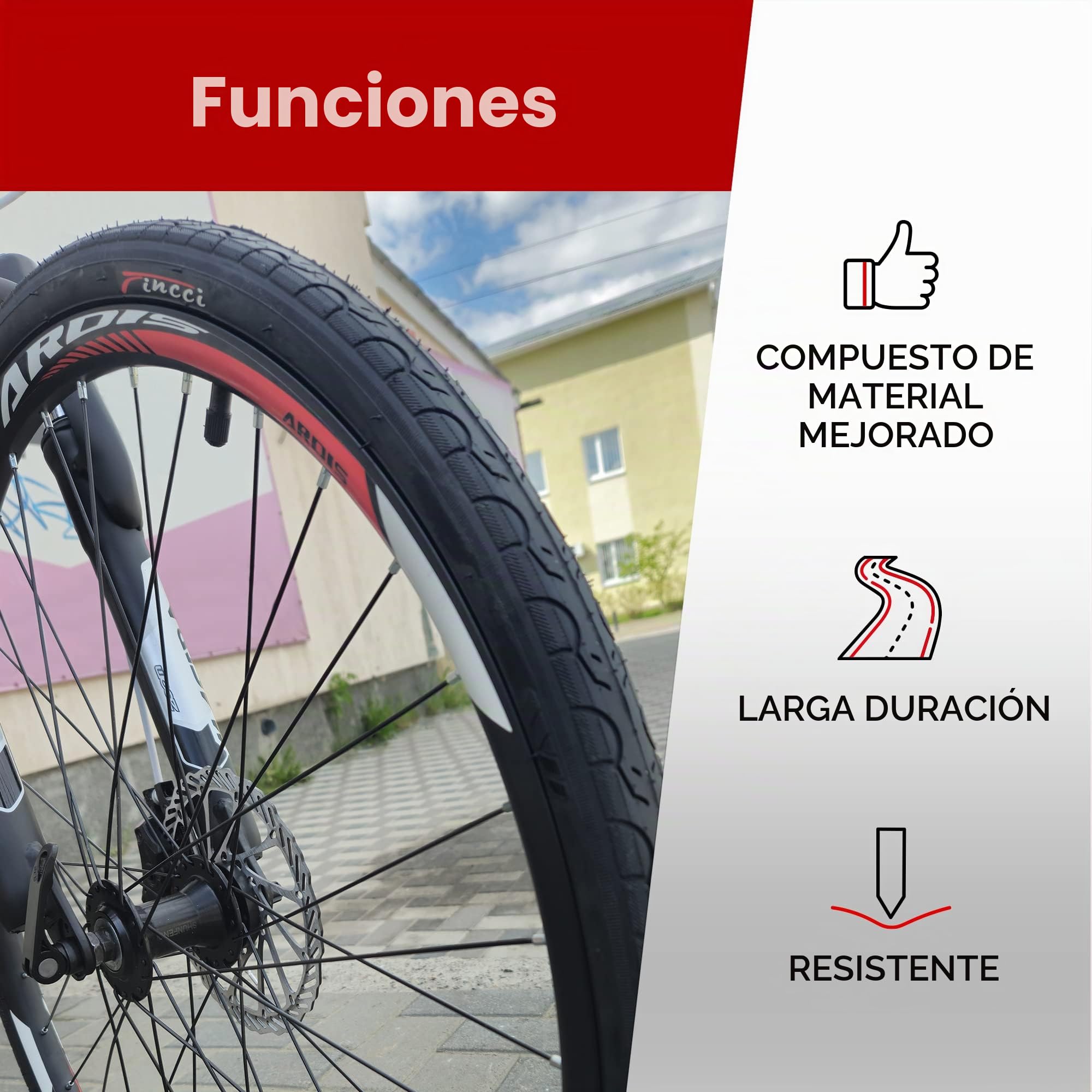 Fincci Cubierta 26x1.25 32-559 Neumático para Bicicleta de Ciudad 30 TPI | Cubierta 26x1.25 con 30 TPI y Presión de Inflado de 40-65 PSI para un Rendimiento Óptimo en Carretera - Pack de 2