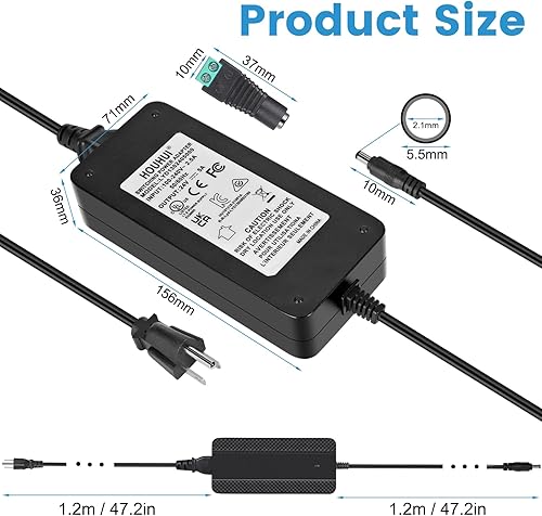 Miniatura 2 de HOUHUI Fuente de alimentación de 24 V 5 A, 24 voltios, 5 amperios, 120 W, transformador de adaptador de CACC con certificación UL, adaptador de