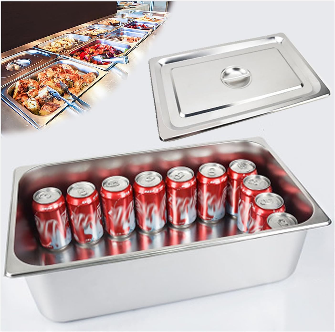 ビュッフェ レストラン ホーローバット ホテルパン フルサイズホテルパン，ステンレス容器 四角 家庭用フードパン ステンレス鋼スチー