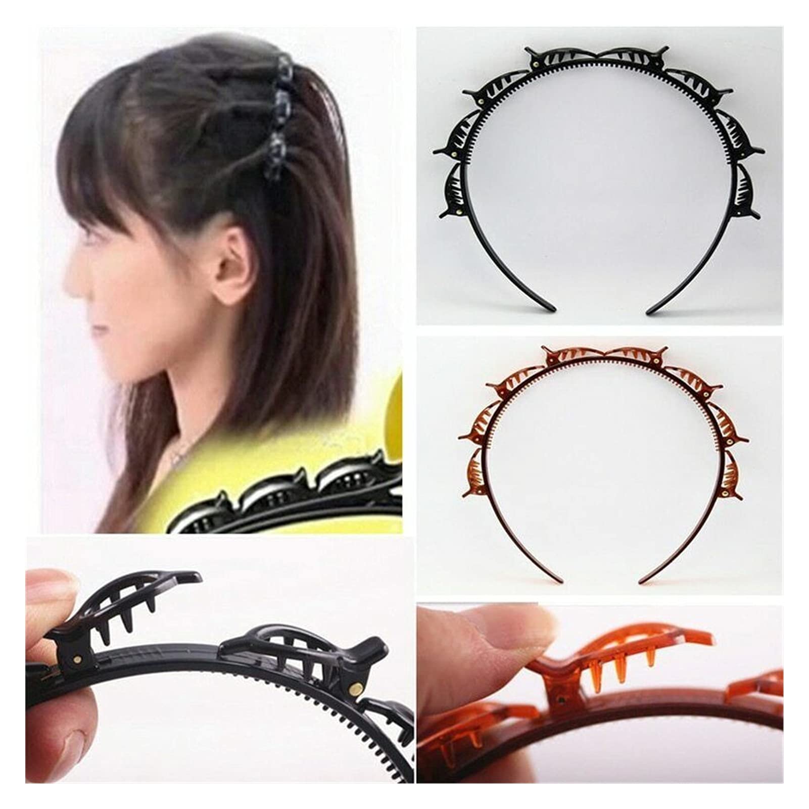 2er-Set Haarnadel-Stirnbänder Mit Strass – Doppellagig, Mit Clips Für Pony & Flechtfrisuren – Stylisches Haaraccessoire Für Frauen & Mädchen (weiß)