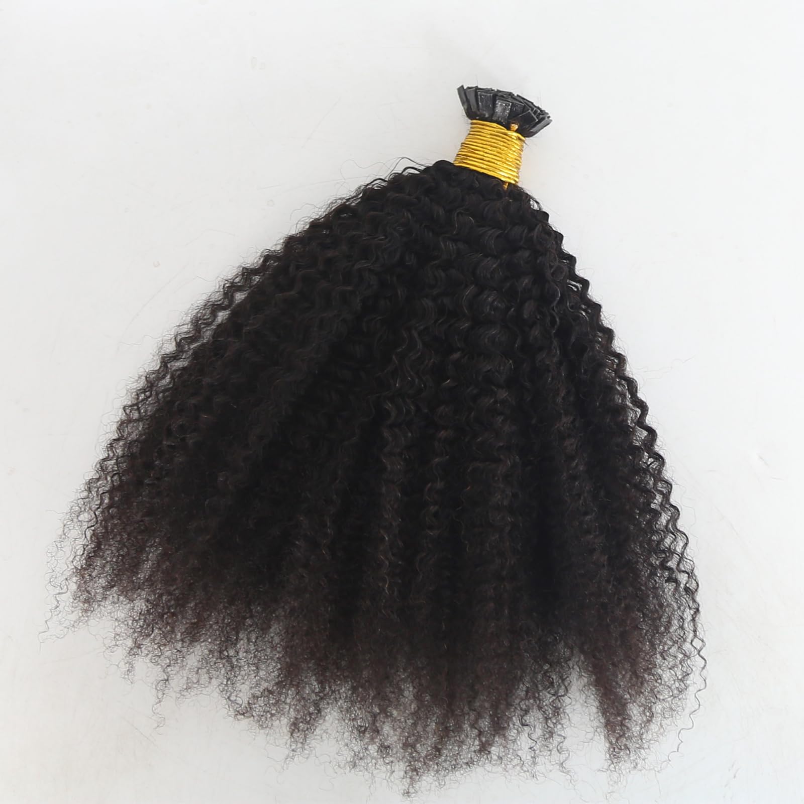 ZigZag Hair Afro Kinky Curly Flat Tip Human Hair Extensions 4B 4C 100 Strands Fusion Natural Color 18 Inch