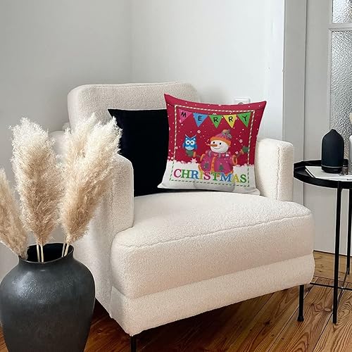 Miniatura 7 de Winter Snowy View Decor Cute Abstract Snowman Cojines Decorativos para Sala 18x18 Merry Christmas Snowman Pillowcase Square Pillow Covers Decorative