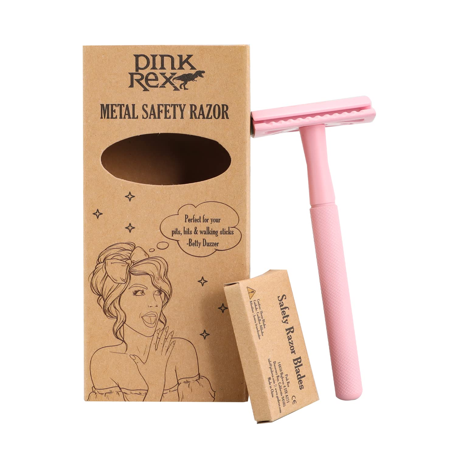 Women's Double Edge Safety Razor (Carnation Pink) Eco-Friendly Includes 10 Razor Blades