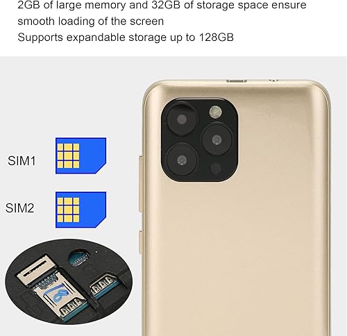 Miniatura 4 de PUSOKEI Teléfono celular 4G, teléfono inteligente Android desbloqueado, 2GB RAM 32GB ROM, pantalla Full HD 4.66, ranura dual SIM, cámara de grado