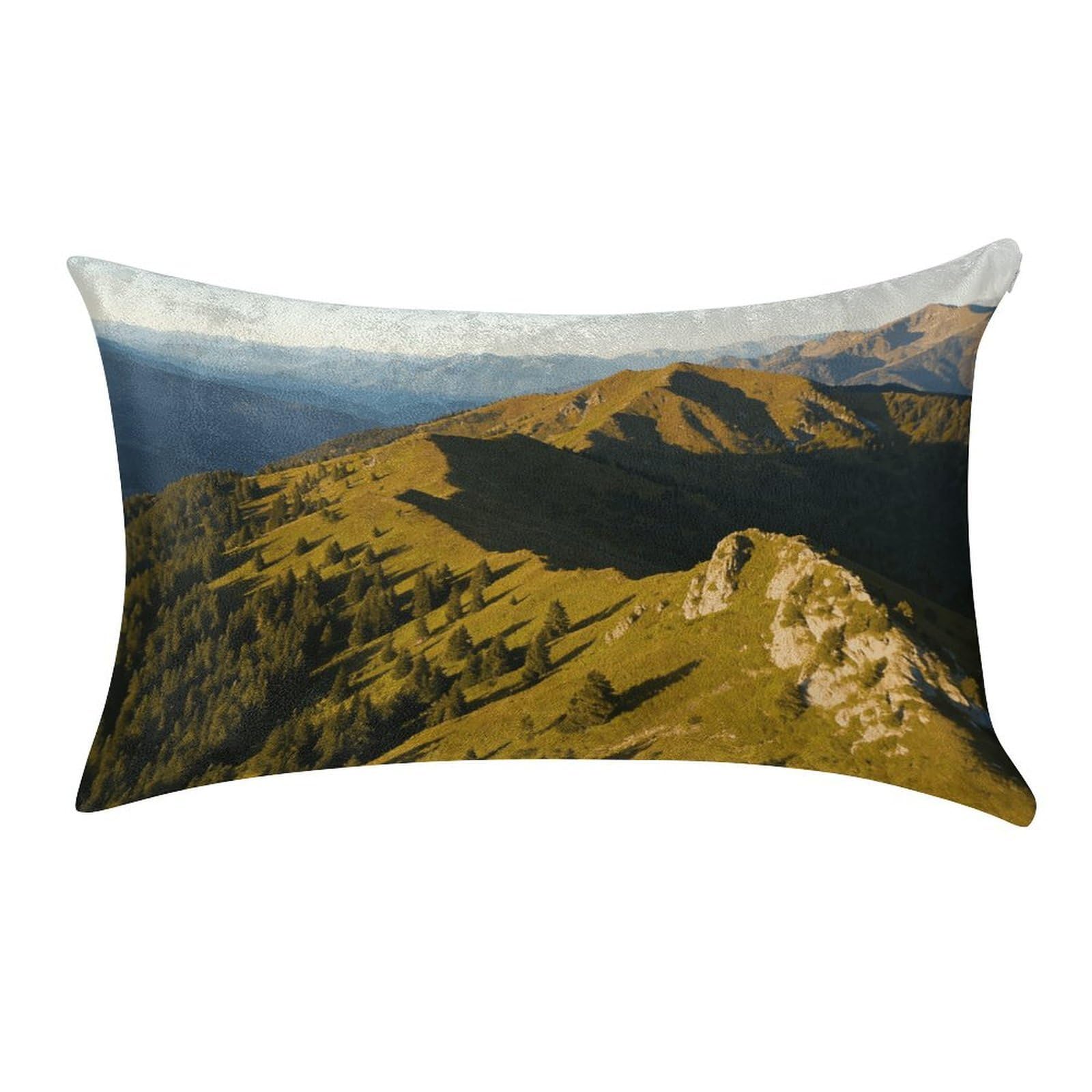 Fodpand Style Mountains Pillowcase,Elegant Designed Home Decor,Velvet Pillowcase,Soft And Cozy,Pillow Case Cover With Hidden Zipper For Bedroom, Sofa, Couch
