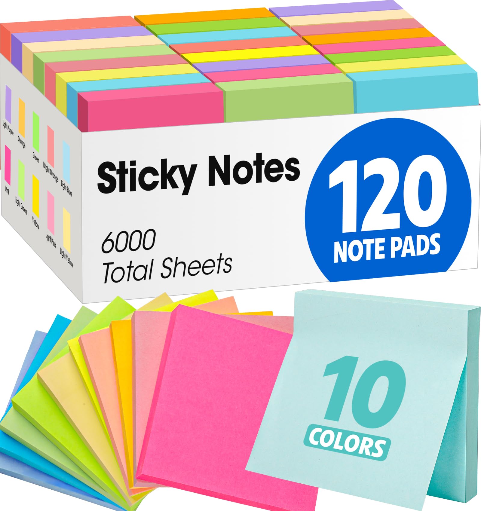 Bulk Sticky Notes - 2500 Sheets, Bright Colors -9