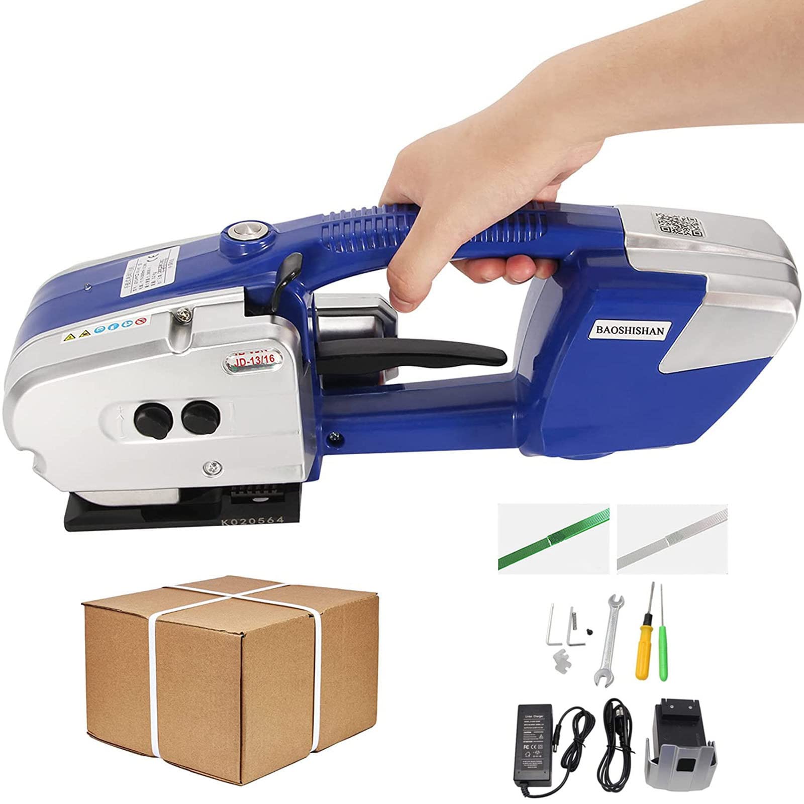 Outil de cerclage électrique automatique pour bandes PP/PET, machine d'emballage chauffante portable pour regroupement et expédition sécurisés