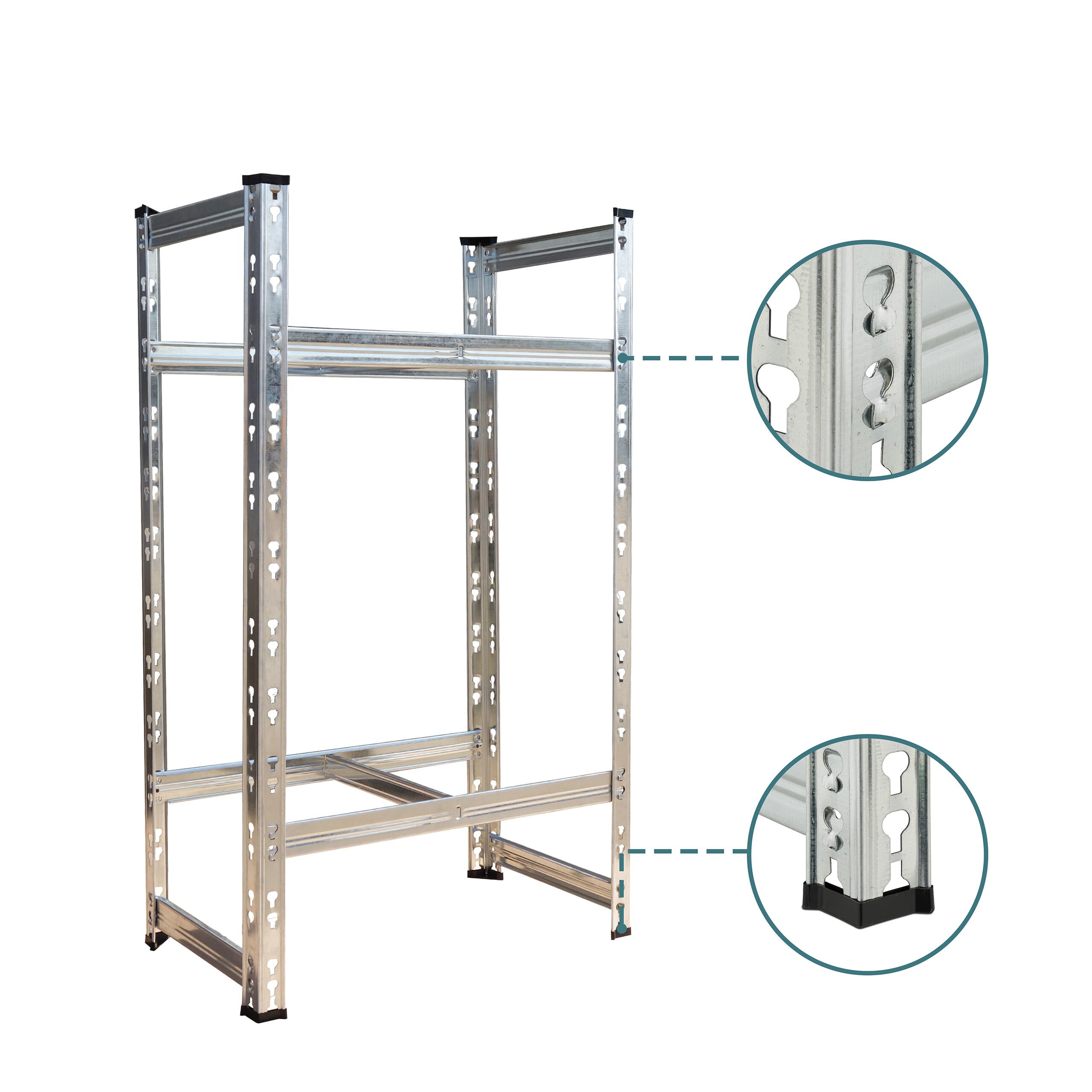 Relaxdays scaffale per Pneumatici, Sistema a Incastro, Acciaio Argento, 100x85x35 cm, 150 kg/ripiano