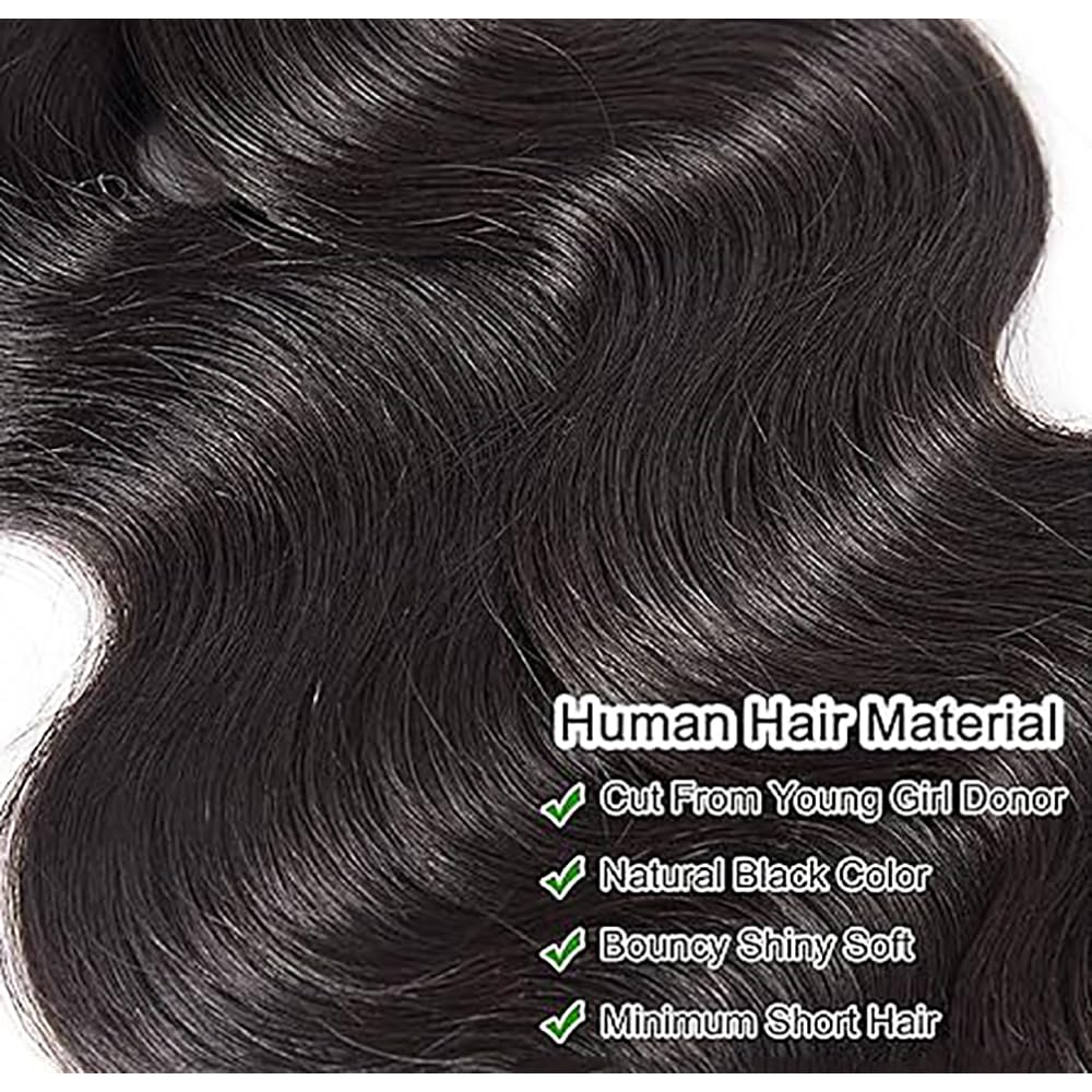 Human Hair Bundles Menschliche Haarverlängerung #1B Natural Black Color Body Wave Echthaar Tressen Human Hair Extension 3 Bundles Totaling 300 Grams 20 22 24 Zoll