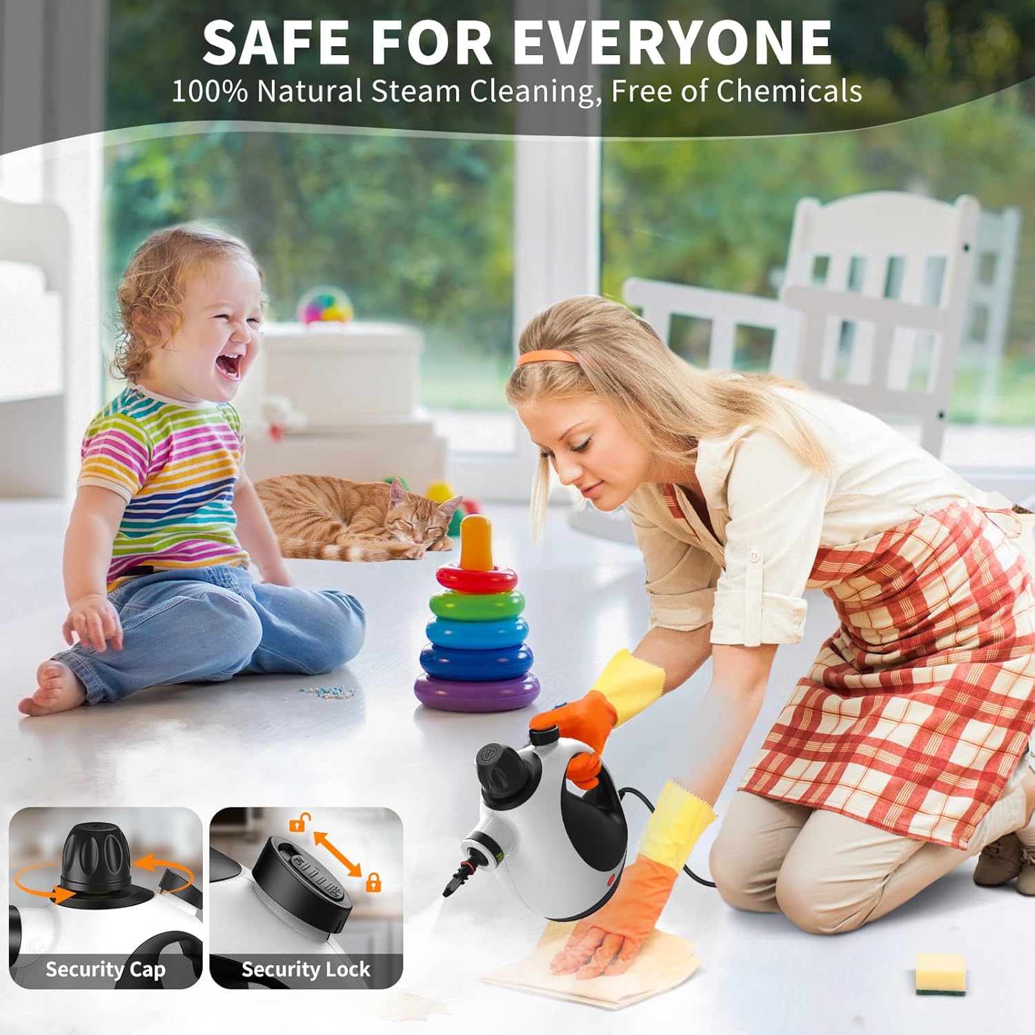 Pressurized Handheld Steam Cleaner with 14 pcs Accessories, Portable Steamer for Cleaning, Steam Cleaner for Home for Dirt, Grease, Grout, Tile, Floor, Car - Image 2